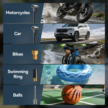 POPDEER P-T01 Mini Electric Bike Pump - 150PSI Portable Air Compressor, Presta/Schrader Valve Compatible, 1000mAh Battery, LCD Display & LED Light for Bicycle, Motorcycle, Ball