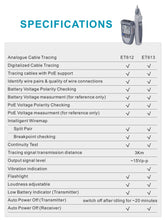 ET612 ET613 Network Cable Tester Digital Wire Tracker Continuity Battery Voltage Polarity Checking POE Test Network Cable Tester