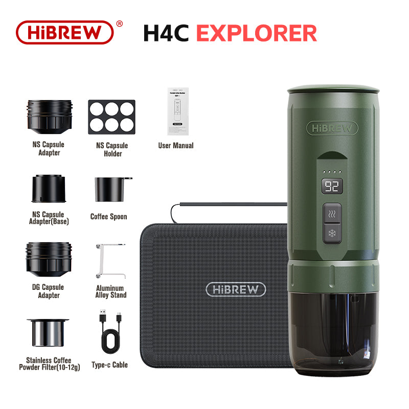 HiBREW H4C hordozható eszpresszófőző Green Explorer