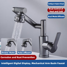 Sink Basin Type Led Temperature Digital Display Faucet Hot And Cold Water Mixer 1080° Rotation Two Outlet Modes Bathroom Faucet