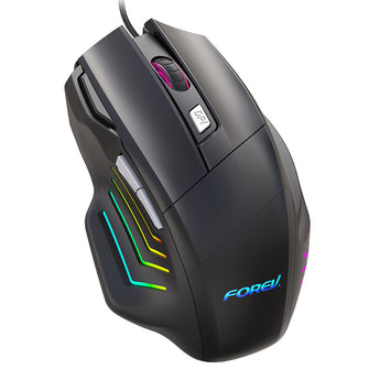 FOREV FV-X7 Wired RGB Lighting Mechanical Gaming Mouse, Adjustable DPI, Colorful Gradient Breathing Lights