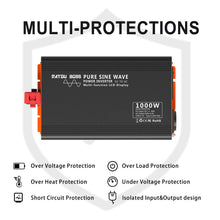 DATOUBOSS Inverter DC12V/DC24V to AC230V 1000W/1500W/2000W Peak Pure Sine Wave Voltage Converter Power Inverter With EU Sockets and LCD Inverter for Motorhome Car
