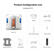 Liectroux S11 Automatic Window Cleaning Robot 4-Way Water Spray, Home Glass Floor Wall Tiles Cleaner Robot, Strong Vacuum, Smart Memory