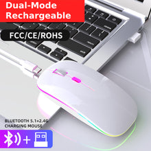 T6 Wireless Mouse with Dual 2.4G & Bluetooth RGB Lighting Adjustable DPI Type-C Charging Compatible with Windows/iOS