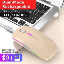 T6 Wireless Mouse with Dual 2.4G & Bluetooth RGB Lighting Adjustable DPI Type-C Charging Compatible with Windows/iOS