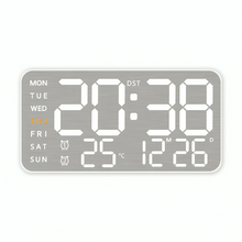LED Digital Wall Clock with Temperature & Humidity Display, Metal Brushed Finish, Multifunctional Electronic Alarm Clock, USB Powered
