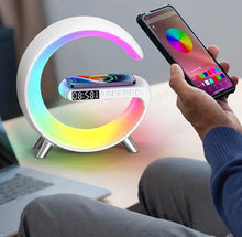 Big G Bluetooth Speaker Wireless Charger Stand Alarm Clock RGB 20 Lights Mode Dimmable Night Light Touch Lamp for Gifts