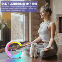 Big G Bluetooth Speaker Wireless Charger Stand Alarm Clock RGB 20 Lights Mode Dimmable Night Light Touch Lamp for Gifts