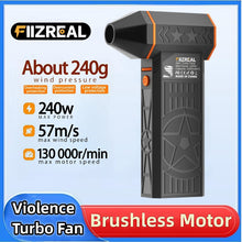 Fiizreal X50 High-Speed Brushless Turbo Fan – 240W Portable Power, 8000mAh Dual Battery, 57m/s Typhoon Wind Type-C Charging